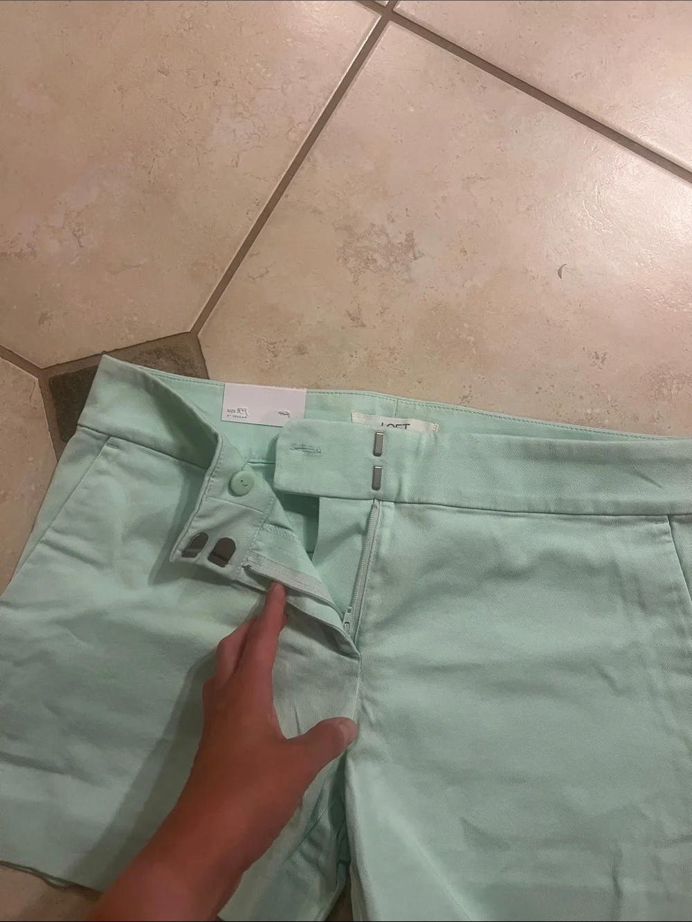 LOFT Mint Green Tailored Bermuda Shorts